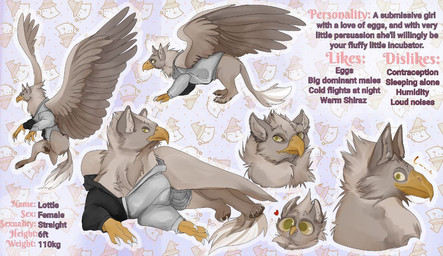4_fingers beak big_eyes big_wings chibi claws clothed clothed_feral clothing disembodied_head ear_tuft feathers feet female feral fingers flying grey_body grey_feathers heart_symbol hoodie large_wings name_drop quadruped side_view solo talons text toes topwear tuft wings yellow_beak yellow_claws h.i.a_dibujitos mythology lottle_(dragon-lover) avian gryphon hybrid mythological_avian mythological_creature english_text model_sheet