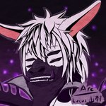 anthro black_eyes clothed clothing half_mask holding_mask male multi_eye solo arc_rose arachnid arthropod hybrid lagomorph leporid mammal rabbit spider 1:1 bust_portrait digital_drawing_(artwork) digital_media_(artwork) icon portrait