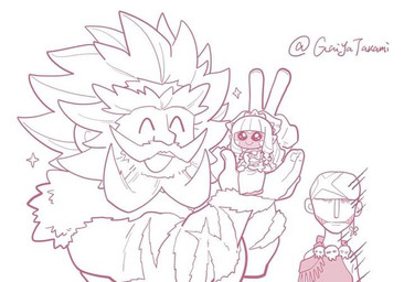 anthro chibi container cup female group happy jewelry male necklace skull_accessory skull_necklace tea_cup trio gaiya_takami versus_(manga) berser_(versus) diganazal_(versus) ginbak_(versus) ape demon gibbon haplorhine humanoid mammal primate titan_(versus) sketch