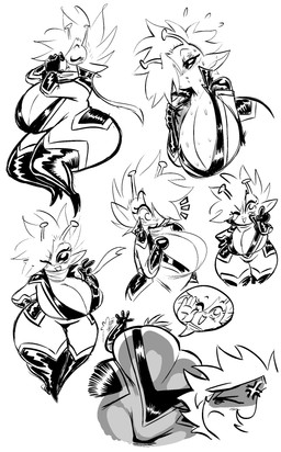 antennae_(anatomy) big_breasts boots breasts cleavage clothed clothing curvy_figure drinking eyewear female fingers footwear gesture gloves hair hair_over_eye handwear high_heeled_boots high_heels huge_breasts humanoid_pointy_ears legwear one_eye_closed pointy_ears scarf shoes sitting solo thick_thighs thigh_boots thigh_highs voluptuous waving wide_hips theguywhodrawsalot sara_(theguywhodrawsalot) valerie_(theguywhodrawsalot) alien alien_humanoid human humanoid mammal absurd_res hi_res monochrome