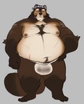 anthro asian_clothing belly big_belly brown_body clothing east_asian_clothing eyes_closed fundoshi japanese_clothing male moobs nipples overweight overweight_male simple_background solo underwear white_clothing white_fundoshi white_underwear roseonapot canid canine mammal raccoon_dog tanuki 2023