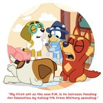 anthro blue_body blue_fur bodily_fluids border brown_body brown_fur clothing elections eyewear fedora female fist fur glasses gloves_(marking) group hat headgear headwear kneeling leg_markings male markings multicolored_body multicolored_fur notebook pen politics red_body red_fur socks_(marking) tan_body tan_fur tears two_tone_body two_tone_fur upset white_body white_border white_fur young young_anthro young_female young_male dm29 bluey_(series) bluey_heeler honey_(bluey) jack_russell_(bluey) rusty_(bluey) australian_cattle_dog australian_kelpie beagle canid canine canis cattledog domestic_dog herding_dog hunting_dog jack_russell_terrier mammal pastoral_dog scent_hound sheepdog terrier 1:1