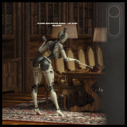 anus black_border border breasts butt cleaning cleaning_tool clothing feather_duster female genitals glowing glowing_anus glowing_genitalia glowing_vulva headgear headgear_only headwear headwear_only high_heeled_feet machine maid_hat mostly_nude rear_view small_waist solo spying spying_pov text vulva wasp_waist pickle_juice humanoid robot robot_humanoid 1:1 hi_res