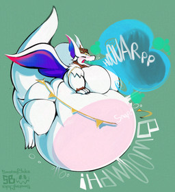 anthro belly big_belly big_breasts breasts burping featureless_breasts female huge_belly huge_breasts hyper hyper_belly onomatopoeia overweight overweight_anthro overweight_female rumbling_stomach simple_background solo sound_effects text white_body wings smokey_blokey mythology tribal_hunter dragon mythological_creature mythological_scalie scalie 2026 absurd_res hi_res