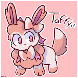 border femboy feral male size_difference solo white_border viabird nintendo pokemon fan_character taffy_(shylagoat) eevee eeveelution generation_1_pokemon generation_6_pokemon pokemon_(species) sylveon 1:1
