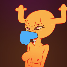 anthro anthro_penetrated antlers balls blue_penis bodily_fluids breasts cum cum_in_mouth cum_inside deep_throat duo eye_roll eyelashes fellatio female female_penetrated genital_fluids genitals hair horn male male/female male_penetrating male_penetrating_female nipples oral oral_penetration penetration penile penile_penetration penis penis_in_mouth sex ethercoffee cartoon_network the_amazing_world_of_gumball gumball_watterson penny_fitzgerald fairy 1:1 animated loop
