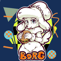 abstract_background anthro burger female food fur hair looking_at_viewer navel nude smile solo text tongue tongue_out white_body white_fur white_hair actionbastardvirginblstr canid canine canis domestic_dog mammal poodle 1:1 2018 aliasing alpha_channel digital_media_(artwork) english_text low_res