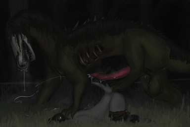 all_fours anus balls bodily_fluids bone claws dripping duo exposed_bone feral fur genital_fluids genitals horror_(theme) larger_male leaking_precum long_penis male male/male musk night open_mouth paws penis pinned pinned_to_ground precum precum_drip precum_on_penis precum_squirt precum_string saliva saliva_string size_difference soft_gore sweat tail tapering_penis teeth tongue tongue_out corvidtree mythology scp_foundation scp-682 avian dragon lizard monster mythological_creature mythological_scalie reptile scalie 3:2 hi_res