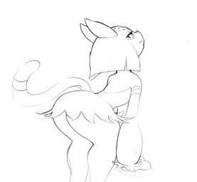 anthro butt female fur hair looking_at_viewer looking_back looking_back_at_viewer simple_background smile smiling_at_viewer solo tail white_background pata palworld pocketpair felid feline mammal pal_(species) sekhmet_(pal) 2026 hi_res monochrome sketch