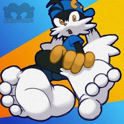 4_toes anthro barefoot clothed clothing feet foot_fetish foot_focus humanoid_feet looking_at_viewer male plantigrade soles solo toes naughtymoff bandai_namco klonoa_(series) klonoa domestic_cat felid feline felis mammal 1:1