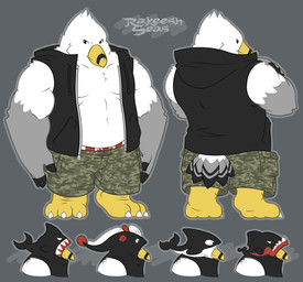3_toes abs anthro arm_tuft avian_feet barefoot beak big_arms big_forearms bottomwear broad_shoulders camo camo_bottomwear camo_clothing camo_pants camo_print cheek_tuft chest_tuft claws clothed clothing clothing_transformation elbow_tuft facial_tuft feather_hands feathered_body feathers feet forearms front_view grey_body head_tuft hood hoodie long_arms loose_pants male multicolored_body muscular muscular_anthro muscular_male open_clothing open_hoodie open_topwear oversized_bottomwear oversized_clothing oversized_pants pants pattern_bottomwear pattern_clothing pattern_pants pecs rear_view roid_gut shirtless shirtless_anthro shirtless_male shoulder_tuft side_view simple_background simple_eyes soft_abs solo striped_beak tail tail_feathers text toe_claws toes topwear transformation tuft uncolored_eyes visible_underwear white_body greenendorf rakeesh avian bird gull lari larid 2008 colored colored_line_art digital_media_(artwork) english_text headshot_portrait model_sheet portrait
