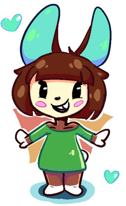 anthro chibi female heart_symbol solo argylesockx animal_crossing nintendo carmen_(animal_crossing) lagomorph leporid mammal rabbit
