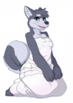 anthro biped blush breasts clothing dress female kneeling small_breasts solo seth-iova housepets! bailey_(housepets!) canid canine canis domestic_dog husky mammal nordic_sled_dog spitz digital_media_(artwork)