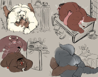 anal anal_penetration anthro anthro_on_anthro anthro_penetrated anthro_penetrating anthro_penetrating_anthro bodily_fluids brown_body brown_fur computer cum cum_in_ass cum_inside dominant electronics eyes_closed fur genital_fluids genitals grey_body group heart_symbol horn hug kissing larger_dom male male/male male_penetrated male_penetrating male_penetrating_male musclegut muscular nipples overweight overweight_male penetration penile penile_penetration penis public sex size_difference text white_body white_fur desertb0ar bear bovid bovine cattle equid equine horse mammal polar_bear suid suine sus_(pig) ursine wild_boar 2020 hi_res