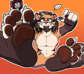 4_toes anthro between_toes claws cutaway dialogue digit_ring duo feet foot_fetish foot_focus foot_play jewelry looking_at_viewer male male/male micro pawpads paws ring size_difference soles speech_bubble talking_to_viewer toe_claws toe_ring toes sodatusk hi_res