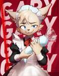 blush clothed clothing crossdressing fur hair maid_uniform male smile solo text uniform white_body white_fur young young_humanoid young_male ffjjfjci xiao_hui_(ffjjfjci) canid canine canis humanoid mammal wolf 2022 absurd_res digital_drawing_(artwork) digital_media_(artwork) english_text hi_res