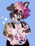 anthro clothing eyewear female glasses solo olive_cow jackie_(jackiepup) canid canine canis domestic_dog eublepharid gecko husky leopard_gecko lizard mammal mixed_breed nordic_sled_dog pit_bull reptile scalie spitz hi_res