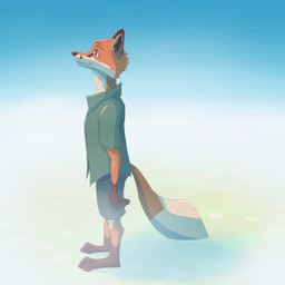 anthro clothing male shirt solo standing topwear vgerfox canid canine fox mammal hi_res