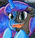 blue_body blue_fur bodily_fluids crying female fur hair horn solo tears transformation the1king friendship_is_magic hasbro my_little_pony nightmare_moon_(mlp) princess_luna_(mlp) equid mammal hi_res