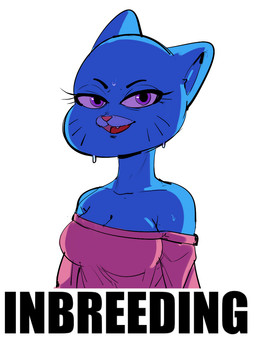 anthro bare_shoulders bedroom_eyes big_breasts blue_body blue_fur bodily_fluids breasts caption cleavage clothed clothing eyebrows eyelashes female fur implied_incest looking_at_viewer mature_anthro mature_female monotone_background narrowed_eyes open_mouth pink_nose purple_eyes seductive simple_background solo sweat sweatdrop text tongue white_background dbaru cartoon_network the_amazing_world_of_gumball nicole_watterson domestic_cat felid feline felis mammal 2019 colored digital_media_(artwork) english_text half-length_portrait hi_res portrait