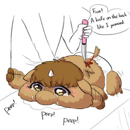 1_horn abuse ambiguous_gender ambiguous_human animal_abuse anime_style blood blood_from_wound blush bodily_fluids brown_body brown_fur brown_hair crying dialogue diaper duo feral fur furniture gore hair holding_knife holding_object horn knife lying neonate on_front overweight overweight_ambiguous pain solo_focus struggling table tail tears text white_horn wings wounded young young_ambiguous young_feral yellowcottoncandy030 fluffy_pony mythology equid equine fluffy_pony_(species) human mammal mythological_creature mythological_equine winged_unicorn 1:1 2025 digital_drawing_(artwork) digital_media_(artwork) english_text hi_res