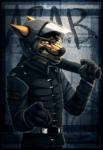 acab anthro black_border border clothing fur male police politics riot_gear riot_helmet riot_police solo uniform suzamuri canid canine canis domestic_dog mammal 2014 archived_source hi_res