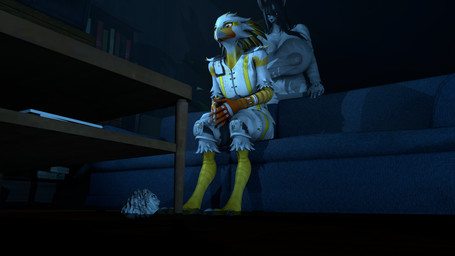 anthro big_breasts breasts clothed clothing duo female furniture huge_breasts inside male night sitting sofa table translucent translucent_clothing white_body joker0 bom39_(modeler) warfaremachine_(modeler) faraday_(warfaremachine) sadako_(bom39) warfare_faraday avian bird rabite 16:9 3d_(artwork) digital_media_(artwork) hi_res source_filmmaker_(artwork) widescreen