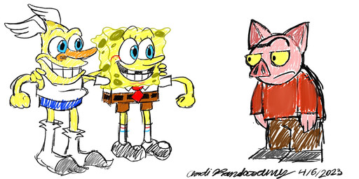 blue_eyes cartoon_freckles clothing footwear freckled_face freckles group male simple_background smile socks trio white_background akcartoonist2004 comedy_central drawn_together nickelodeon spongebob_squarepants spanky_ham spongebob_squarepants_(character) wooldoor_sockbat animal_humanoid aquatic humanoid mammal mammal_humanoid pig_humanoid sea_sponge sockbat_(species) suid suid_humanoid suine suine_humanoid crossover hi_res