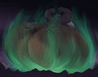 anthro aura big_butt brown_body brown_fur butt flexing flexing_muscles fur huge_butt huge_hips huge_thighs hyper hyper_butt macro male moobs mountain muscular muscular_anthro muscular_male night overweight overweight_male power power_tool presenting presenting_hindquarters solo thick_thighs tools white_body white_fur wide_hips tigerinascarf bear brown_bear grizzly_bear mammal ursine