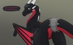 black_body butt claws dialogue female feral green_eyes horn jewelry rear_view solo tail text wings apollyondragon activision mythology spyro_the_dragon cynder dragon mythological_creature mythological_scalie scalie 2024 digital_drawing_(artwork) digital_media_(artwork) hi_res signature