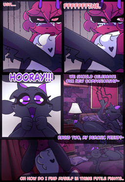 anthro black_sclera dialogue glistening horizontal_pupils horn male male_anatomy male_anthro nude nude_anthro nude_male pupils purple_eyes purple_horn text halfpricesouls bovid caprine mammal sheep absurd_res comic english_text hi_res