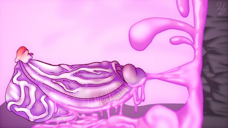 anthro balls big_balls big_penis blush blushing_profusely bodily_fluids colored_cum cracked_wall cum ejaculation embarrassed excessive_cum excessive_genital_fluids flushed genital_fluids genitals glans huge_balls huge_penis humanoid_genitalia humanoid_penis hyper hyper_balls hyper_cum hyper_genitalia hyper_penis male penis pink_background pink_cum simple_background solo unusual_bodily_fluids unusual_cum unusual_genital_fluids vein veiny_balls veiny_penis helloimfurry apologeist_(helloimfurry) ghost spirit 16:9 hi_res widescreen