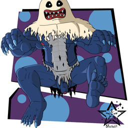 5_fingers 5_toes barazoku bed_sheet bedding bedsheet_ghost blue_body claws clothing fangs feet finger_claws fingers foreskin genitals humanoid_feet humanoid_genitalia humanoid_penis male muscular penis plantigrade teeth toe_claws toes torn_clothing fafnir_stardust_(artist) bandai_namco digimon bakemon digimon_(species) ghost spirit 1:1