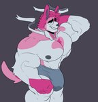 anthro big_bulge big_pecs black_eyebrows blue_briefs blue_clothing blue_underwear bodily_fluids briefs bulge clothed clothing eyebrows eyewear fur genital_fluids glasses grey_background grey_nose huge_bulge male muscular muscular_anthro muscular_male pecs pink_body pink_fur precum precum_through_clothing precum_through_underwear simple_background solo three-quarter_view topless topless_anthro topless_male underwear wet wet_clothing white_body white_fur melaisen nintendo pokemon eeveelution generation_6_pokemon pokemon_(species) sylveon 2022 absurd_res digital_drawing_(artwork) digital_media_(artwork) hi_res portrait three-quarter_portrait