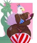 2018 4th_of_july absurd_res accipitrid accipitriform alcohol american_eagle american_flag american_flag_bikini animate_inanimate anthro avian bald_eagle beak belly beverage big_breasts big_butt bikini bird blush border bottomwear breasts brown_body brown_feathers butt clothing curvy_figure digital_media_(artwork) duo eagle feathers female flag_bikini flag_clothing flag_print flag_swimwear hat headgear headwear hi_res holidays huge_breasts huge_hips huge_thighs humanoid landmark legwear living_statue looking_at_viewer mammal non-mammal_breasts open_beak open_mouth panties pattern_bottomwear pattern_clothing pattern_legwear pattern_panties pattern_underwear print_bikini print_clothing print_swimwear sculpture sea_eagle simple_background slightly_chubby solo_focus sssonic2 standing statue statue_of_liberty striped_bottomwear striped_clothing striped_legwear striped_panties striped_underwear stripes swimwear thick_thighs thigh_highs top_hat underwear united_states_of_america voluptuous white_body white_border white_feathers wide_hips wine yellow_beak