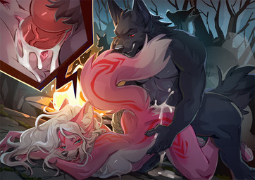 animal_genitalia animal_penis anthro anthro_on_anthro anthro_penetrated anthro_penetrating anthro_penetrating_anthro balls black_body black_fur black_nose bodily_fluids breasts butt canine_genitalia canine_penis cum cum_drip cum_in_vagina cum_inside dripping duo fangs female female_anthro female_penetrated from_behind_position fur genital_fluids genitals hair interspecies knot knotted_penis male male/female male_anthro male_penetrating male_penetrating_female nude nude_anthro nude_female nude_male penetration penile penile_penetration penis penis_in_vagina pink_body pink_fur rear_admiral_position sex tail teeth tongue tongue_out vaginal vaginal_penetration vulva white_hair kammi-lu shin_(ragnorak-mal) yuki_(exultanttempest) canid canine canis fox mammal wolf 2025
