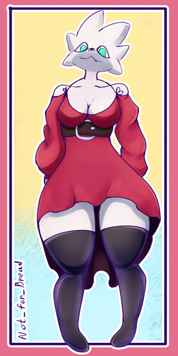 anthro beach big_breasts breasts clothing dress female legwear low-angle_view solo stockings thick_thighs wide_hips not_for_bread felid feline mammal absurd_res hi_res