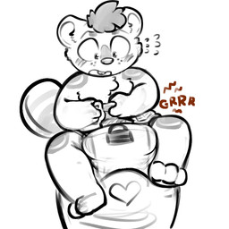 3_toes ambiguous_gender anthro blush blush_lines bodily_fluids buckteeth clean_diaper clothed clothing desperation diaper diaper_only facial_markings feet flying_sweatdrops hair hand_on_diaper head_markings heart_symbol imminent_feces lock_symbol markings omorashi open_mouth potty rumbling_stomach simple_background sitting solo sweat sweatdrop tail teeth toes topless touching_diaper wearing_diaper whisker_spots white_background wide_eyed ludis-luteo kvikk_(littlekvikk) beaver mammal rodent 1:1 2021 absurd_res full-length_portrait hi_res portrait sketch spot_color nonbinary_(lore)