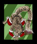 2022 4_ears 4_horns alpha_channel anthro arm_warmers armwear biped black_body black_fur charr christmas christmas_clothing claws clothing digital_media_(artwork) digitigrade felid female finger_claws fur guild_wars hair hi_res holidays horn leg_warmers legwear looking_at_viewer male_(lore) mammal markings mottled mottled_nose multi_ear multi_horn one_eye_closed red_eyes smile smiling_at_viewer solo spots spotted_body spotted_fur tan_body tan_fur tan_hair toe_claws tongue tongue_out vampirika