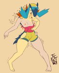 anthro blush bottomwear breasts clothing feet female looking_down mid_transformation nipples open_mouth shorts simple_background solo species_transformation standing torn_clothing transformation thetransformtentacle nintendo pokemon kris_(pokemon) generation_2_pokemon human mammal pokemon_(species) typhlosion 2019 digital_media_(artwork) hi_res