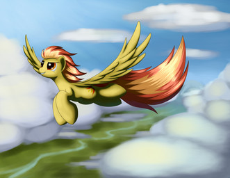 amber_eyes cloud cutie_mark equine female feral flying friendship_is_magic fur grennadder hair hi_res horse mammal my_little_pony orange_hair pegasus pony river sky smile solo spitfire_(mlp) wings wonderbolts_(mlp) yellow_fur
Rating: Safe
Score: 4
User: Jatix
Date: January 11, 2014