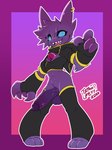 anthro balls big_hands big_penis blue_eyes clothed clothing crop_top ear_piercing ear_ring erection fingerless_gloves front_view gem genitals gloves hair handwear huge_penis humanoid_genitalia humanoid_penis legwear looking_at_viewer male no_underwear penis piercing purple_body purple_hair ring_piercing sharp_teeth shirt small_but_hung smile solo teeth thigh_highs topwear vein veiny_penis tattoorexy nintendo pokemon generation_3_pokemon pokemon_(species) sableye hi_res