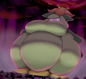 belly big_belly big_breasts breasts dynamax female female_humanoid green_body macro not_furry outside overweight plant solo shweetmagnet nintendo pokemon elemental_creature elemental_humanoid flora_fauna generation_5_pokemon gigantamax_pokemon humanoid lilligant plant_humanoid pokemon_(species) 2024 digital_media_(artwork) hi_res
