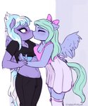 2019 5:6 absurd_res against_surface against_wall anthro anthro_on_anthro anthrofied assisted_exposure blue_hair bottomwear bra breasts cleavage clothed clothing cloud_chaser_(mlp) dress duo equid equine eyes_closed female female/female flitter_(mlp) friendship_is_magic green_hair hair hasbro hi_res incest_(lore) kissing mammal my_little_pony mythological_creature mythological_equine mythology pants pegasus rainbowsprinklesart raised_clothing raised_shirt raised_topwear shirt sibling_(lore) sister_(lore) sisters_(lore) topwear twincest_(lore) twins_(lore) underwear wings
