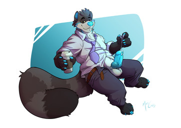 animal_genitalia animal_penis anthro balls bodily_fluids canine_genitalia canine_penis clothed clothing coffee_cup container cup fully_clothed genital_fluids genitals knot knotted_penis male penis precum precum_on_own_penis precum_on_penis precum_string raccoon_tail solo marscanis animal_humanoid canid canid_humanoid canine canine_humanoid humanoid mammal mammal_humanoid procyonid raccoon absurd_res hi_res