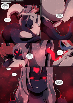 anthro big_breasts big_tongue bite bite_mark blush bodily_fluids breast_squish breasts butt butt_grab dark_sclera dialogue duo female female/female genital_fluids genitals glowing glowing_eyes hair hand_on_butt long_tongue markings nude open_mouth red_eyes saliva sex simple_background size_difference squish tail text tongue tongue_out tuft vulva white_body lizzard_sama emily_(lizzard_sama) lizzy_(lizzard_sama) canid canine fox komodo_dragon lizard mammal monitor_lizard reptile scalie absurd_res comic english_text hi_res