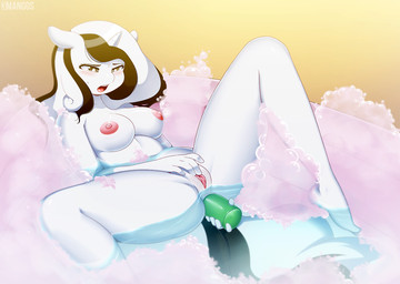 anal anal_masturbation anal_penetration anthro bath bathtub bedroom_eyes big_breasts biped blush breasts brown_eyes bubble bubble_bath clitoral clitoral_masturbation clitoral_rubbing clitoris dildo female fingering fingering_self fur genitals hair half-closed_eyes horn long_hair lying masturbation multicolored_hair narrowed_eyes nipples on_back open_mouth penetration pink_nipples presenting seductive sex_toy solo spread_legs spreading stretched_anus thick_thighs toying_self two_tone_hair vaginal vaginal_fingering vaginal_masturbation vulva white_body white_fur chromapan hasbro my_little_pony mythology fan_character equid equine mammal mythological_creature mythological_equine unicorn digital_media_(artwork)