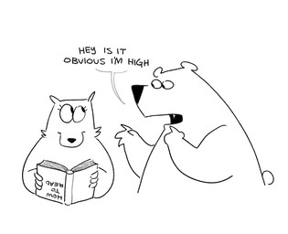 ambiguous_gender anthro book dialogue duo female gesture hand_gesture holding_object looking_at_another pointing reading text twistcmyk twist_(twistcmyk) bear canid canine canis mammal wolf english_text monochrome
