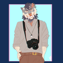 anthro bottomwear brown_bottomwear brown_clothing brown_pants camera cheek_tuft clothed clothing ear_piercing ear_stud facial_piercing facial_tuft front_view fur grey_body grey_clothing grey_fur grey_hoodie grey_topwear grin hand_in_pocket hoodie logo looking_at_viewer male neck_tuft nose_piercing nose_ring pants piercing pockets ring_piercing septum_piercing septum_ring simple_background smile solo standing stud_piercing tan_body tan_fur tooth_necklace topwear tuft justkiddinb felid mammal 1:1 alpha_channel artist_logo half-length_portrait hi_res portrait