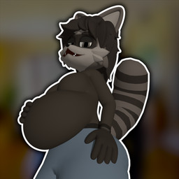 breasts female low-angle_view obese obese_female organs overweight overweight_female smug stomach sweatshirt colonthreeguy cristina_(colonthreeguy) mammal procyonid raccoon 1:1 3d_(artwork) digital_media_(artwork)